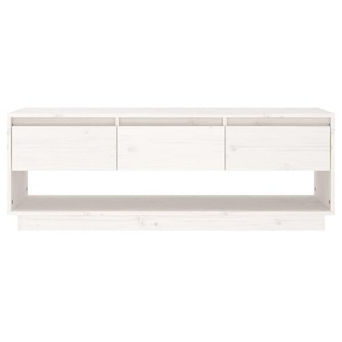 Tv-bord 110,5x34x40 cm massivt fyrretræ hvid