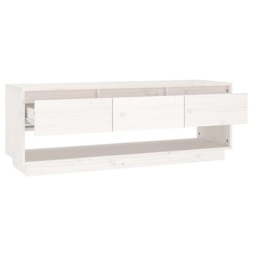 Tv-bord 110,5x34x40 cm massivt fyrretræ hvid