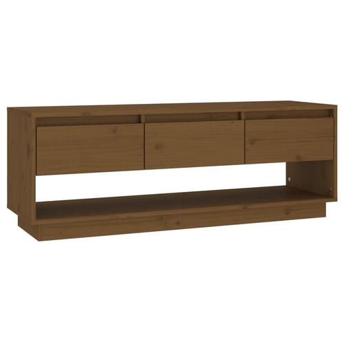 Tv-bord 110,5x34x40 cm massivt fyrretræ gyldenbrun