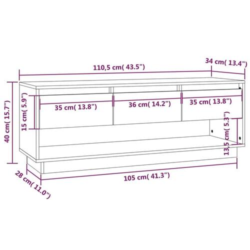 Tv-bord 110,5x34x40 cm massivt fyrretræ gyldenbrun