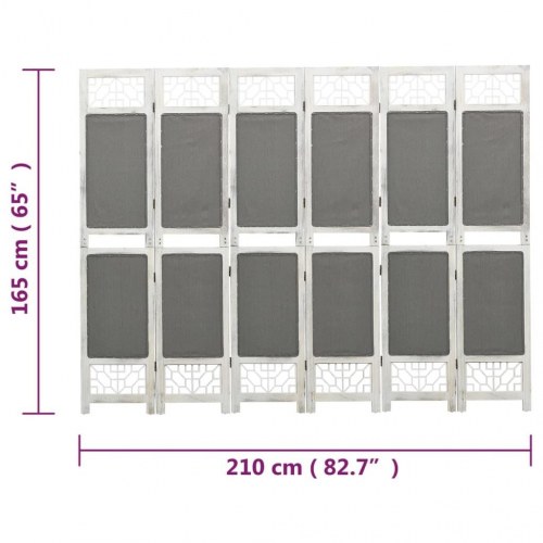 6-panels rumdeler 210x165 cm stof grå