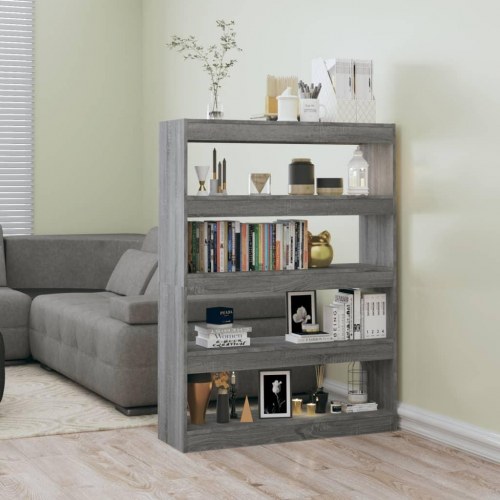 Bogreol/rumdeler 100 x 30 x 135 cm - grå sonoma-eg