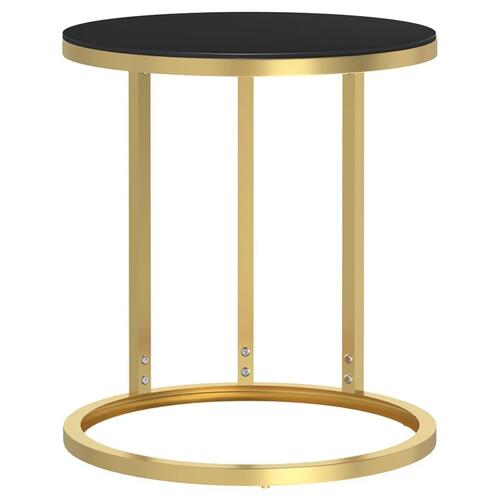 Sidebord 45 cm hærdet glas guldfarvet og sort