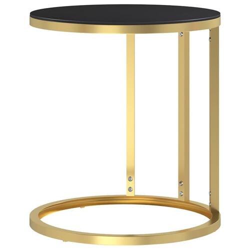 Sidebord 45 cm hærdet glas guldfarvet og sort