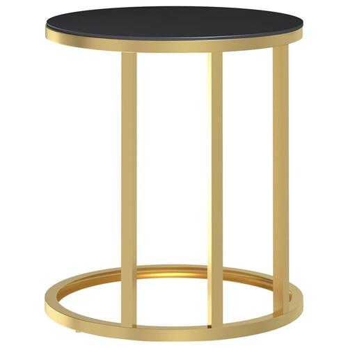 Sidebord 45 cm hærdet glas guldfarvet og sort