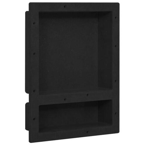 Bruseniche med 2 rum 41x51x10 cm mat sort