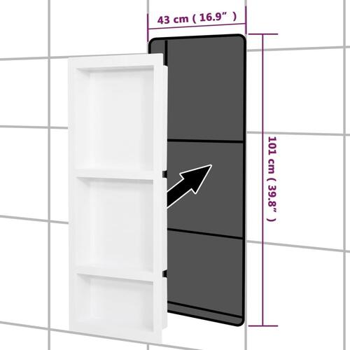 Bruseniche med 3 rum 41x99x9 cm mat hvid
