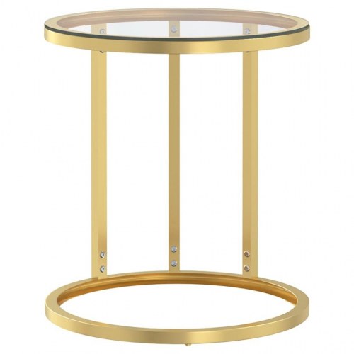 Sidebord 45 cm hærdet glas guldfarvet og transparent
