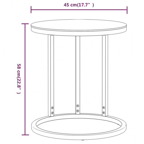 Sidebord 45 cm hærdet glas guldfarvet og transparent