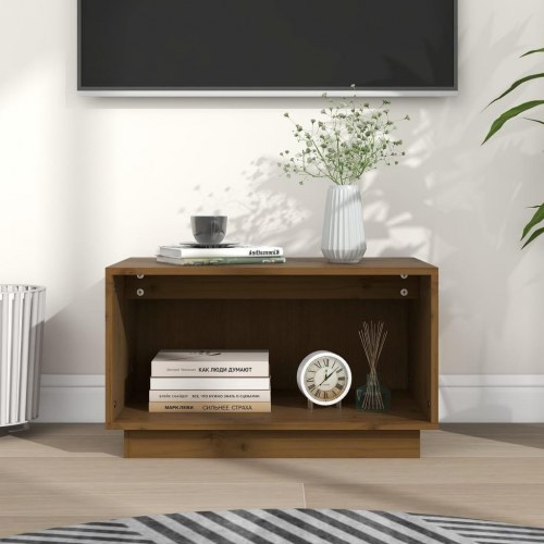 Tv-bord 60x35x35 cm massivt fyrretræ gyldenbrun