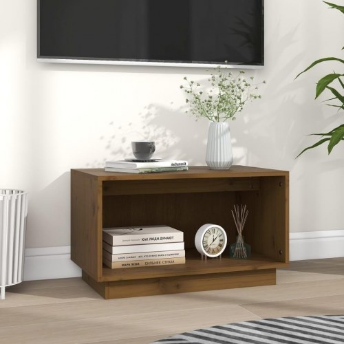 Tv-bord 60x35x35 cm massivt fyrretræ gyldenbrun