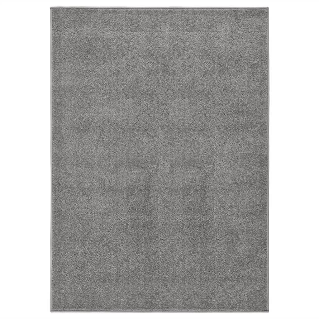 Gulvtæppe 140x200 cm kort luv grå