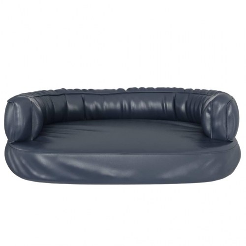 Ergonomisk hundeseng 60×42 cm - skum og kunstlæder, mørkeblå