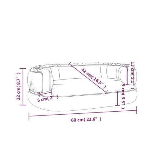 Ergonomisk hundeseng 60×42 cm - skum og kunstlæder, mørkeblå