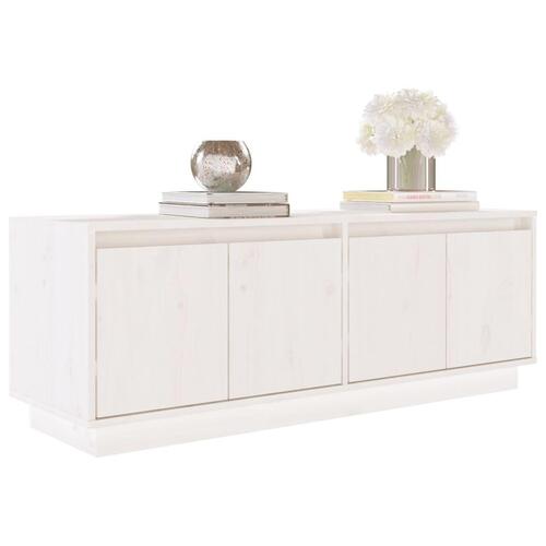 Tv-bord 110x34x40 cm massivt fyrretræ hvid