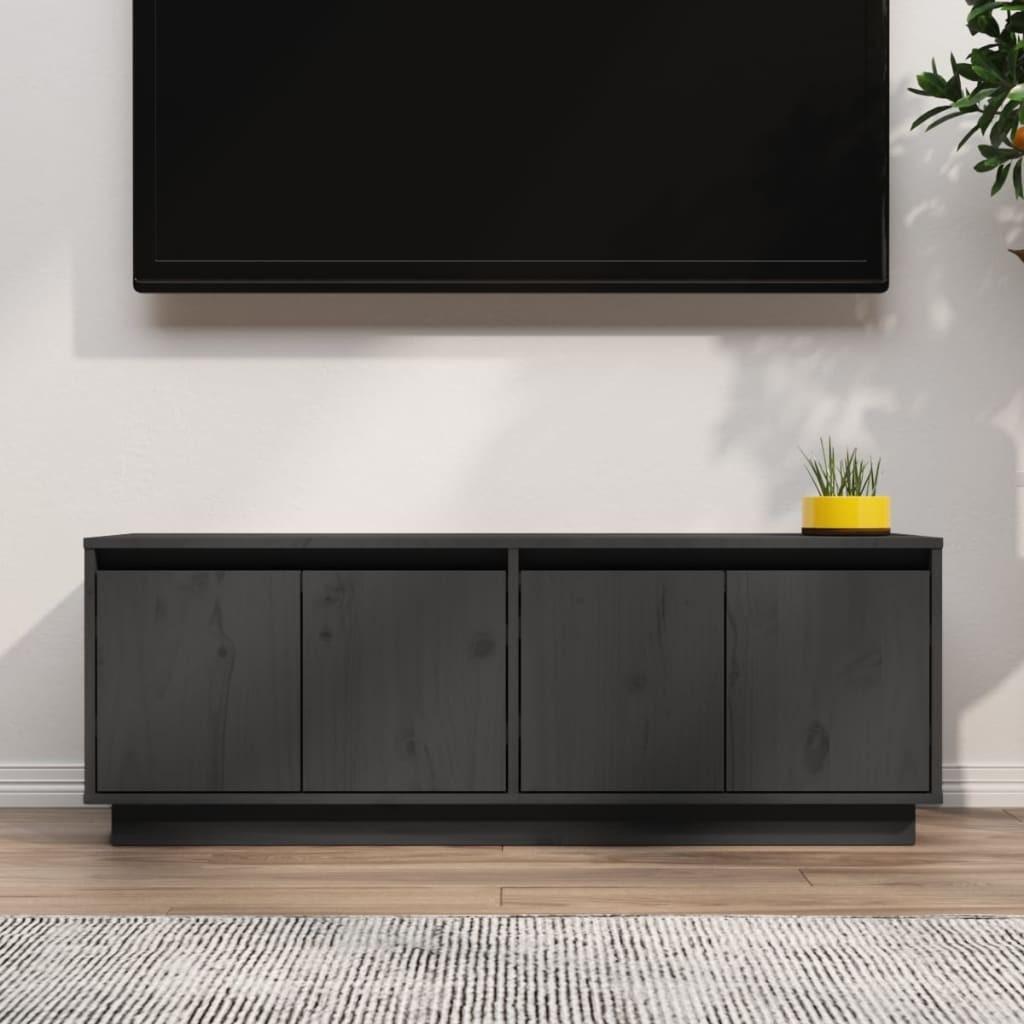 Tv-bord 110x34x40 cm massivt fyrretræ grå