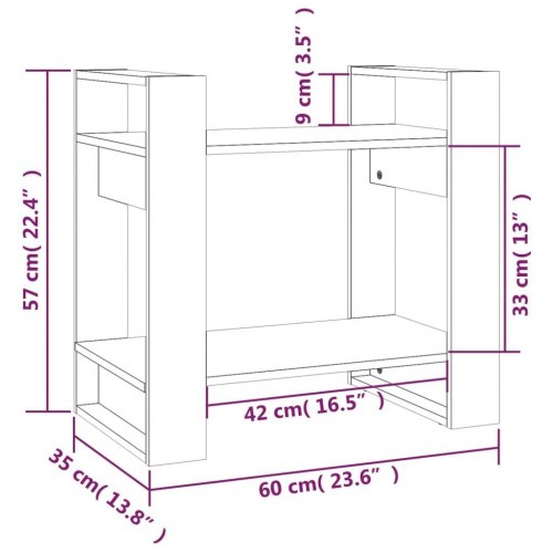 Bogreol/rumdeler 60×35×57 cm i massivt fyrretræ - hvid