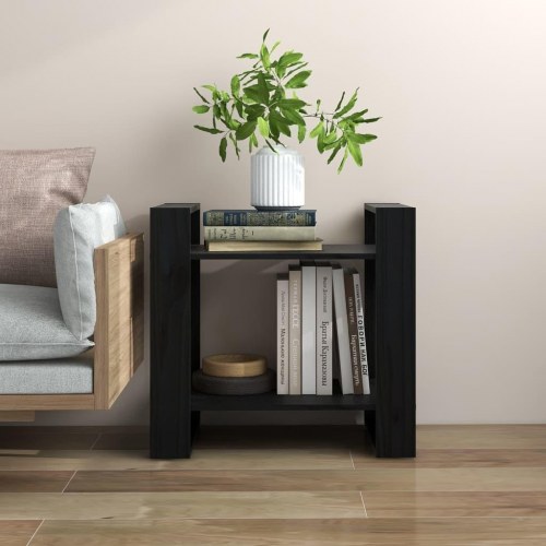Bogreol/rumdeler 60×35×57 cm i massivt fyrretræ - sort