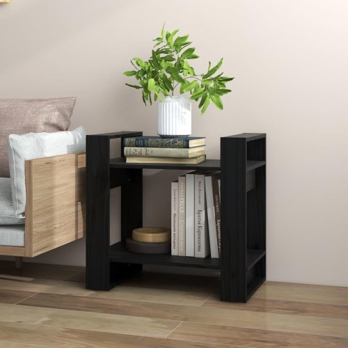 Bogreol/rumdeler 60×35×57 cm i massivt fyrretræ - sort