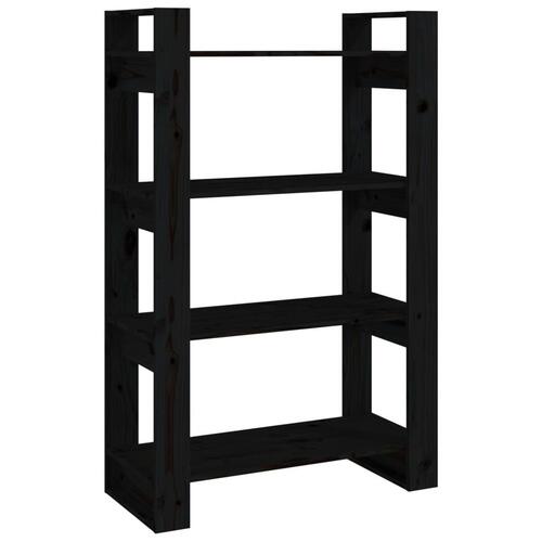 Bogreol/rumdeler 80x35x125 cm massivt fyrretræ sort