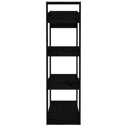 Bogreol/rumdeler 80x35x125 cm massivt fyrretræ sort
