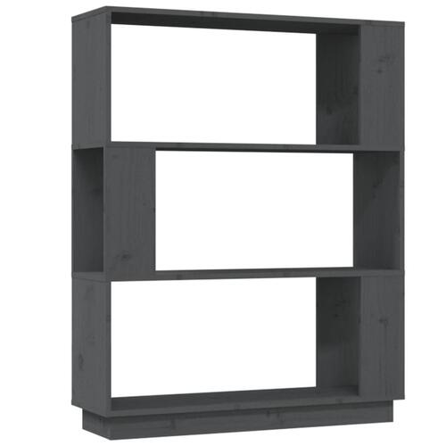 Bogreol/rumdeler 80x25x101 cm massivt fyrretræ grå