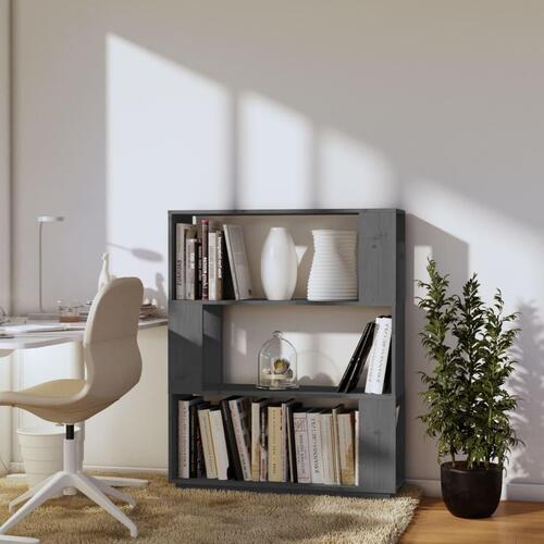 Bogreol/rumdeler 80x25x101 cm massivt fyrretræ grå