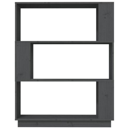 Bogreol/rumdeler 80x25x101 cm massivt fyrretræ grå