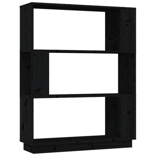 Bogreol/rumdeler 80x25x101 cm massivt fyrretræ sort