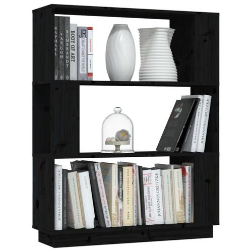 Bogreol/rumdeler 80x25x101 cm massivt fyrretræ sort