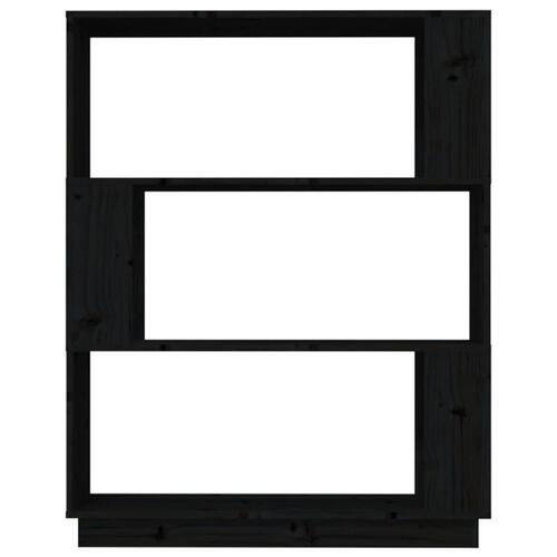 Bogreol/rumdeler 80x25x101 cm massivt fyrretræ sort