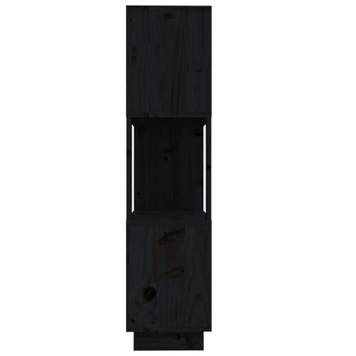 Bogreol/rumdeler 80x25x101 cm massivt fyrretræ sort