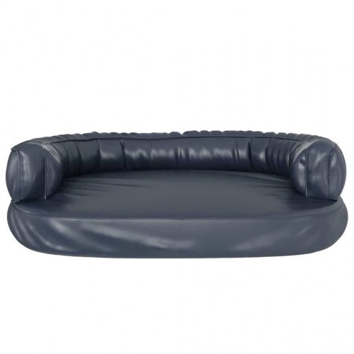 Ergonomisk hundeseng 88×65 cm - skum og kunstlæder, mørkeblå