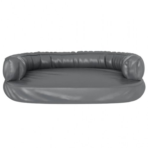 Ergonomisk hundeseng i kunstlæder - 75 × 53 cm, grå