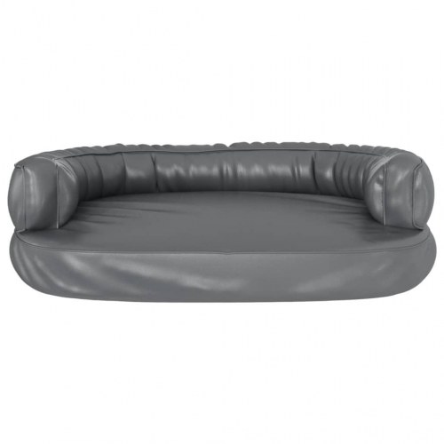 Ergonomisk hundeseng 88x65 cm skum og kunstlæder grå