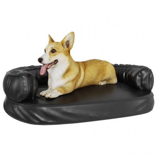 Ergonomisk hundeseng 88x65 cm skum og kunstlæder sort