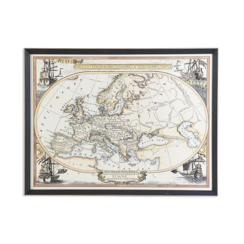 Vægmaleri - Verdenskort, sort/beige, 83,5 × 63,5 cm