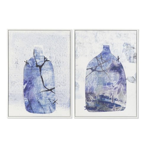 Lærredsmaleri - Vasemotiv, blå/hvid, 52,2 × 4,5 × 73 cm