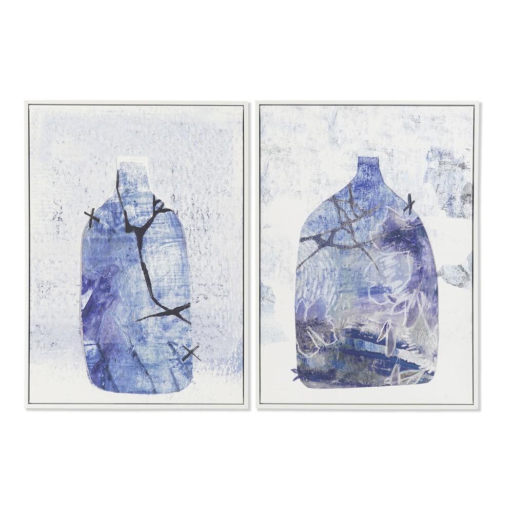 Lærredsmaleri - Vasemotiv, blå/hvid, 52,2 × 4,5 × 73 cm