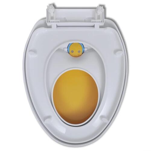 Soft close-toiletsæde voksne/børn hvid og gul