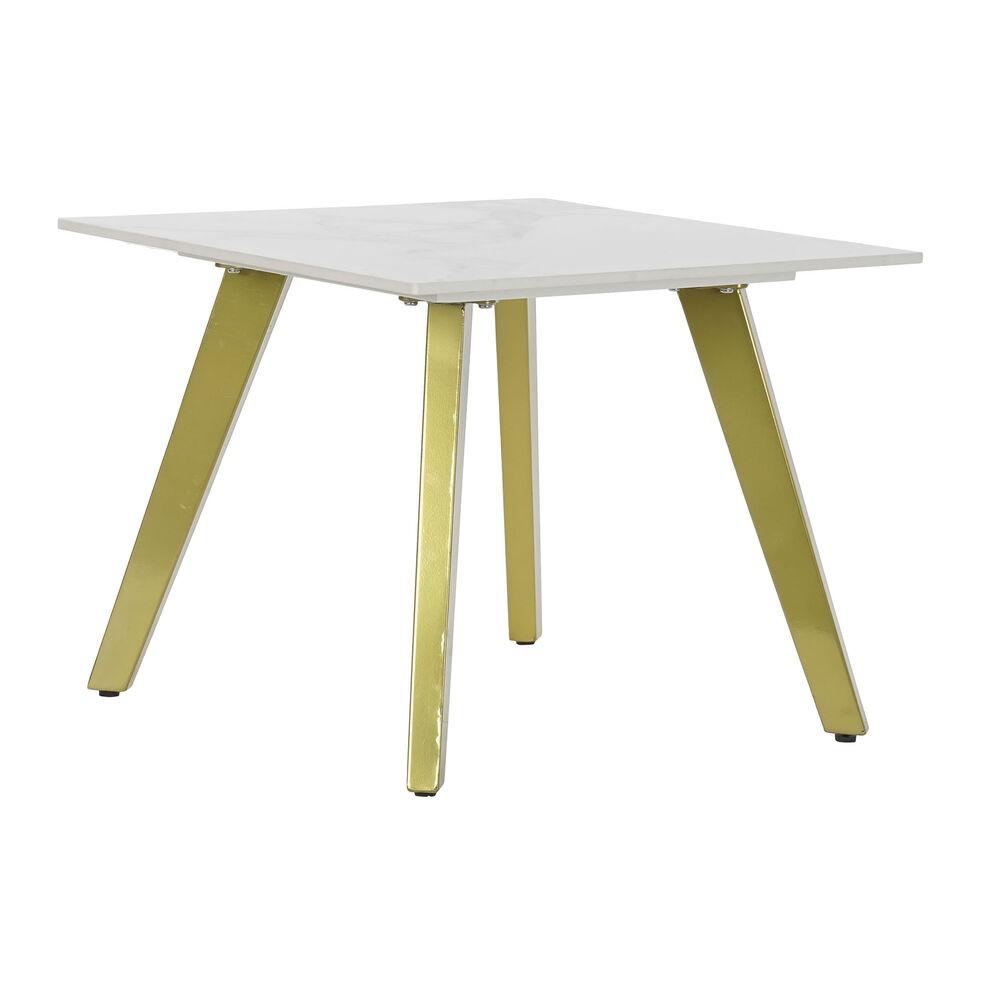 Sofabord Keramik Gylden Metal Hvid Moderne 60 X 60 X 48 Cm