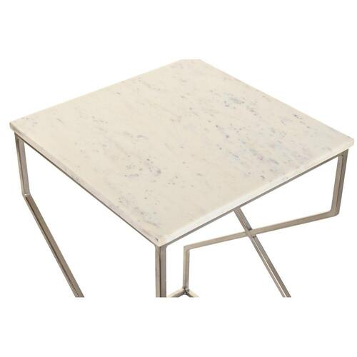 Set med 2 små borde Sølvfarvet Metal Marmor 40 x 40 x 60,5 cm