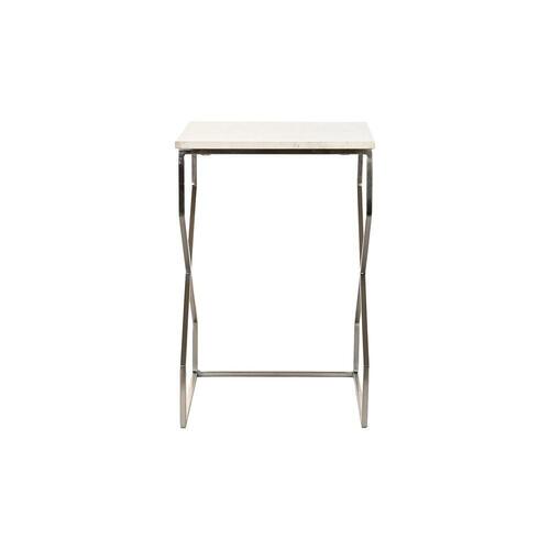 Set med 2 små borde Sølvfarvet Metal Marmor 40 x 40 x 60,5 cm