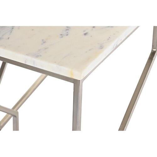 Set med 2 små borde Sølvfarvet Metal Marmor 40 x 40 x 60,5 cm