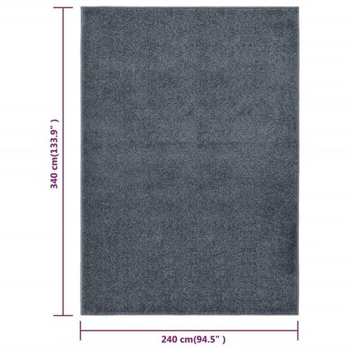 Gulvtæppe 240x340 cm kort luv antracitgrå
