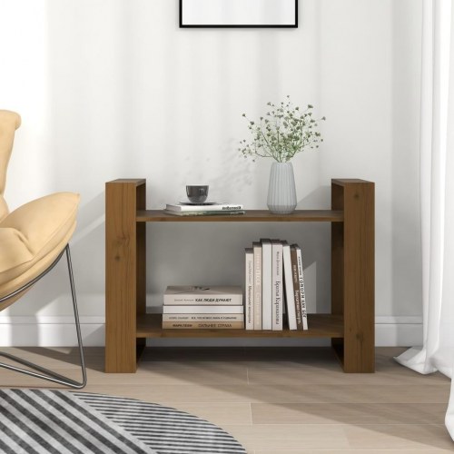 Bogreol/rumdeler i massivt fyrretræ - 80×35×56,5 cm, gyldenbrun