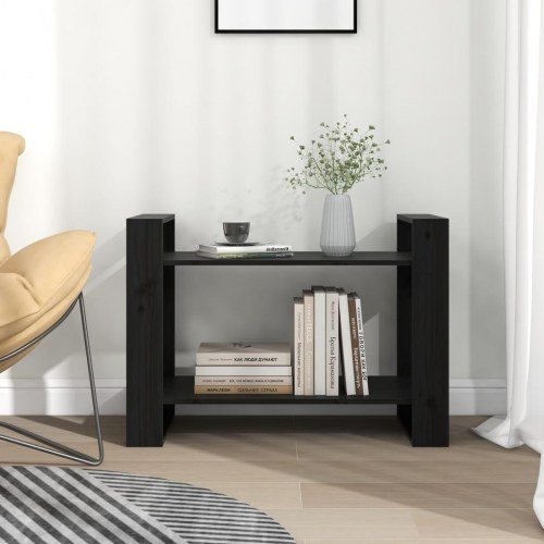 Bogreol/rumdeler 80x35x56,5 cm massivt fyrretræ sort
