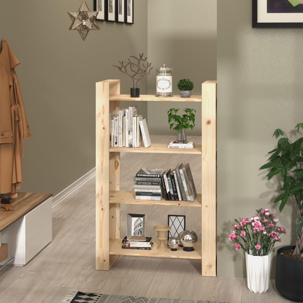 Bogreol/rumdeler 80x35x125 cm massivt fyrretræ