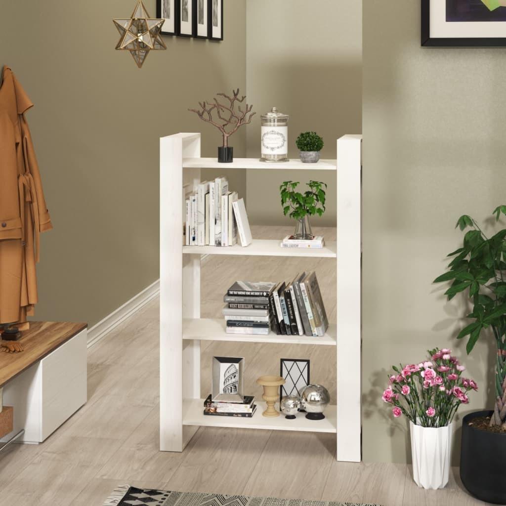 Bogreol/rumdeler 80x35x125 cm massivt fyrretræ hvid