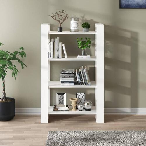 Bogreol/rumdeler 80x35x125 cm massivt fyrretræ hvid